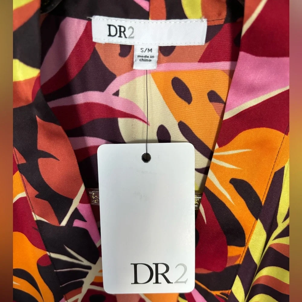 DR2 by Daniel Rainn Foliage Print Satin Kimono/Coverup--NWT--S/M - Picture 2 of 14